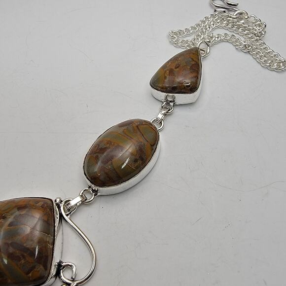 Sterling Silver Jasper Necklace - 22" Chain - Picture 5 of 8